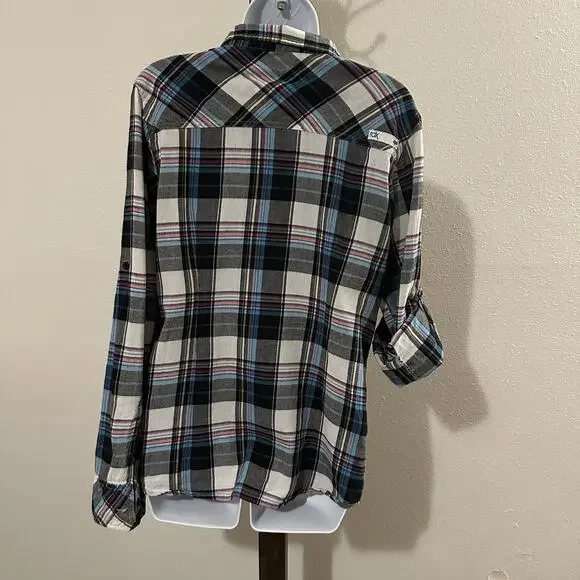 Fox Racing Women’s Plaid Button Up Flannel Shirt Long Sleeve Cotton Top Size L - Picture 4 of 8